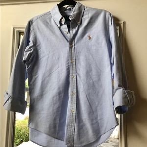 Ralph Lauren classic fit blue blouse 8 button down